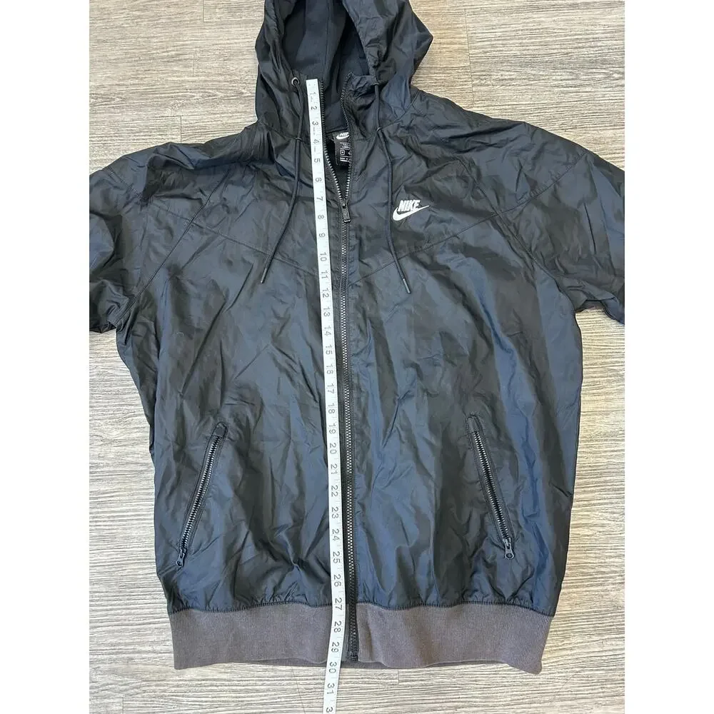 Nike Windrunner Jacket Mens Medium Tall Black Zip Hooded Mesh Lined Windbreaker